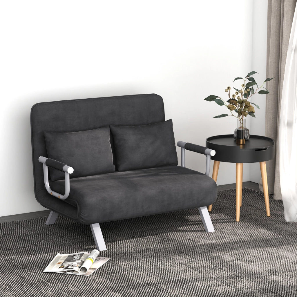 EasyComfort Divano Letto 2 Posti in Similpelle e Acciaio con Seduta Regolabile in 5 Posizioni, 105x80x78 cm, Grigio