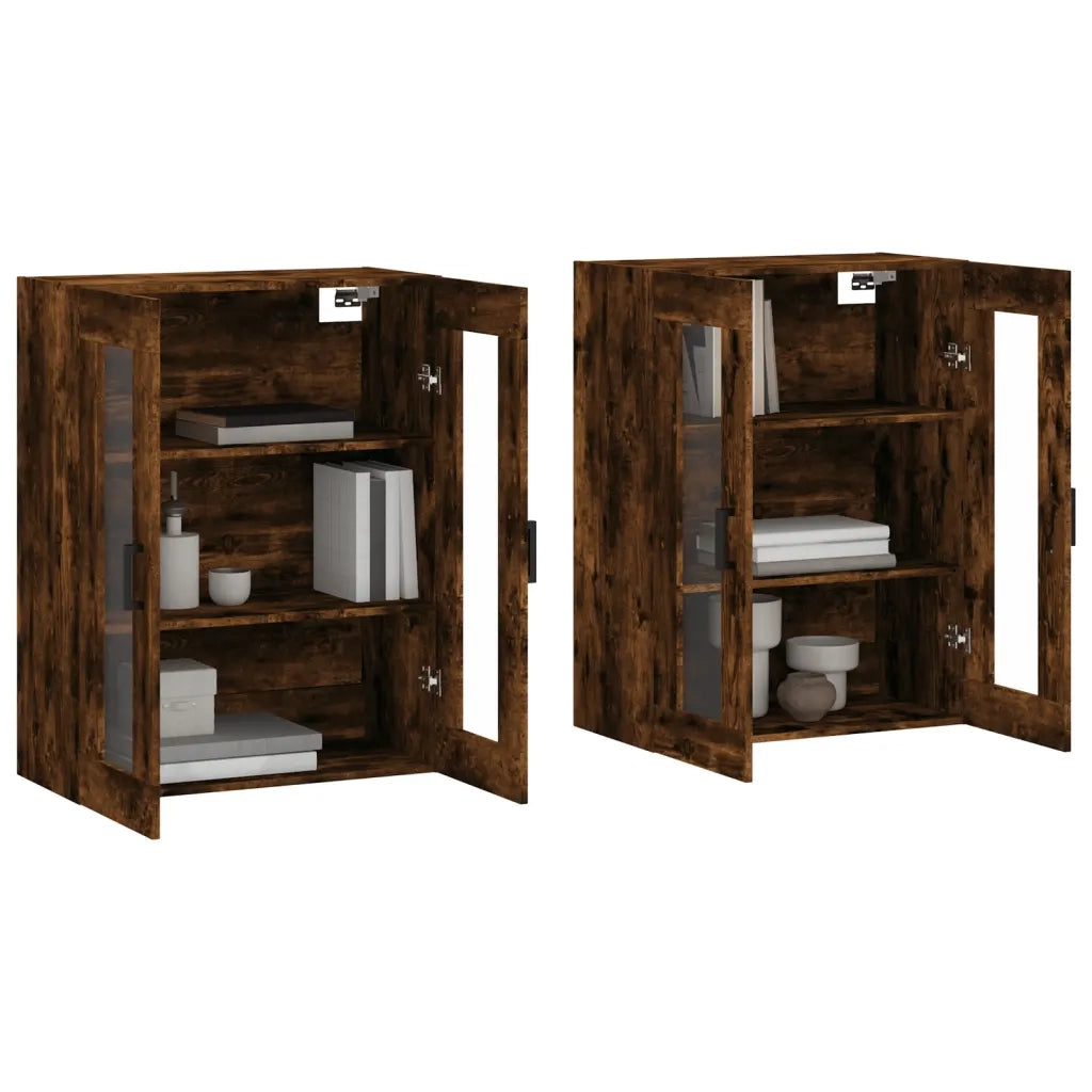 Armadietti a Parete 2 pz Rovere Fumo in Legno Multistrato 3197942