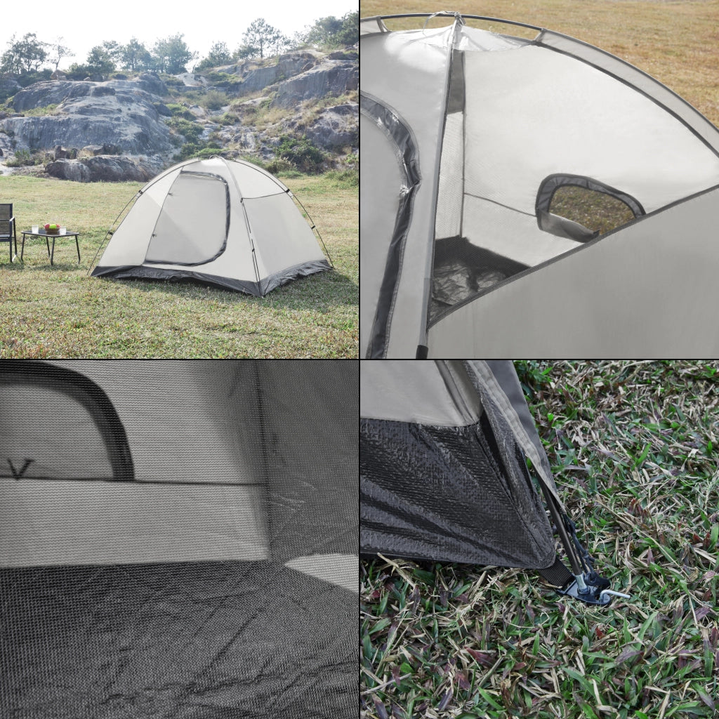 Tenda da Campeggio Bergeijk per 2-3 Persone 213 x 213 x 130 cm Grigio pro.tec