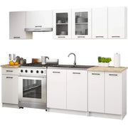 AKORD Set di Mobili da Cucina OLIWIA 240 cm Bianca 240 cm 11 porte 1 cassetto 240x46x203 cm