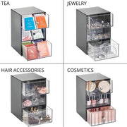 Organizzatore per la cucina/box di archiviazione per tazze da tè, bicchieri da caffè, zucchero e altro - 18 compartimenti e 3 ante in plastica - antracite/trasparente