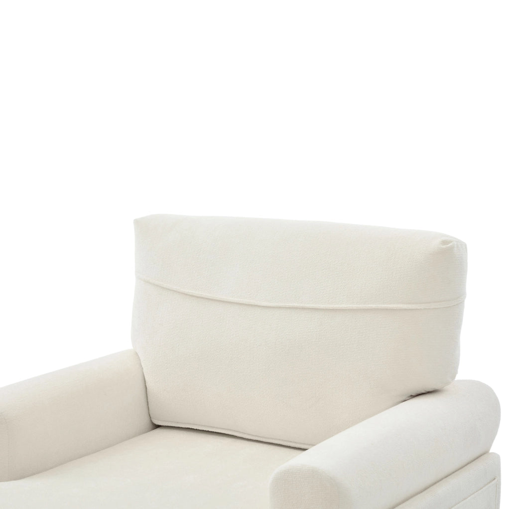 Poltrona 125.5x97x86 cm con seduta ampia e tasche laterali in chenille beige