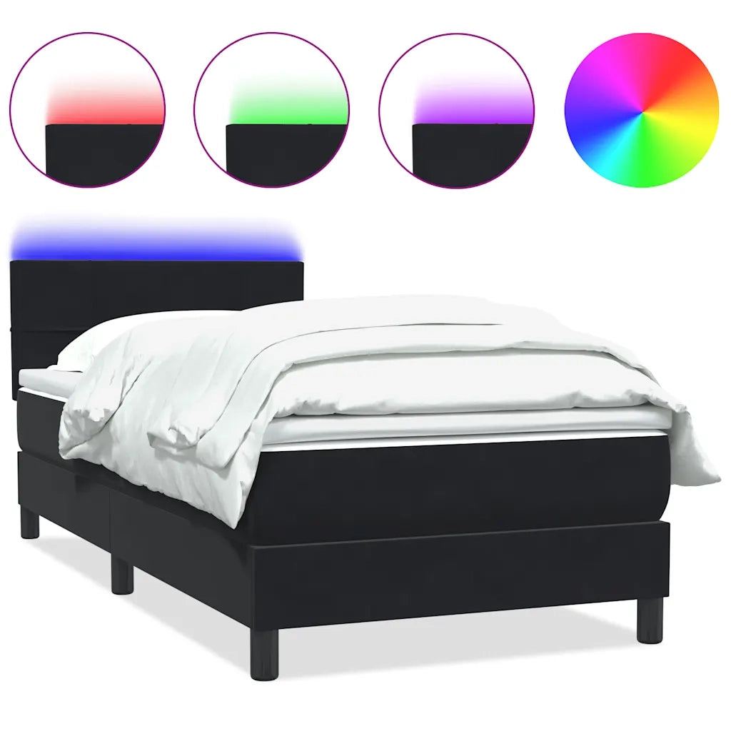 vidaXL Giroletto a Molle con Materasso Nero 90x210 cm in Velluto