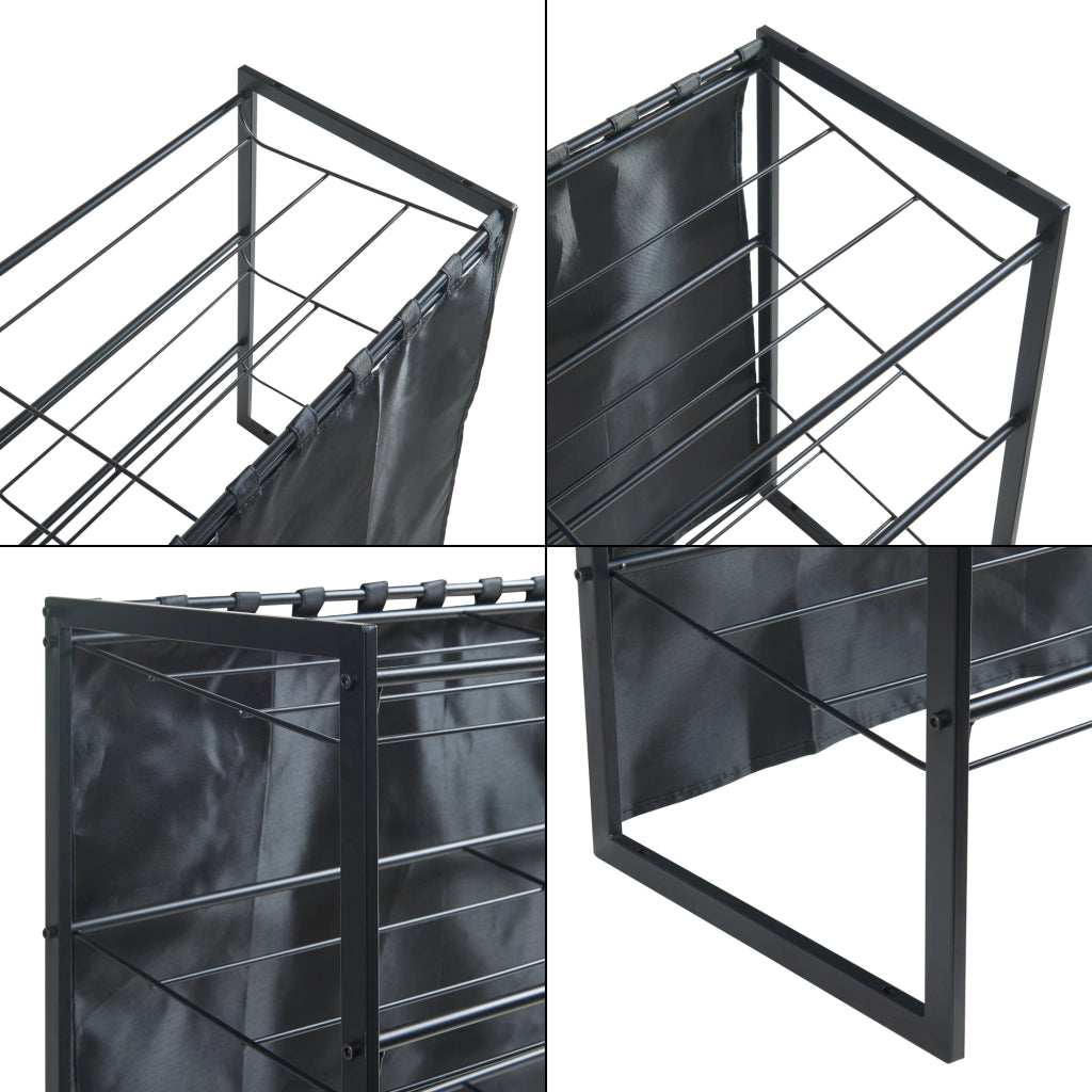 Set di 2 Scaffali Portascarpe Sel Scarpiere in Metallo con Tendine - Nero [en.casa]