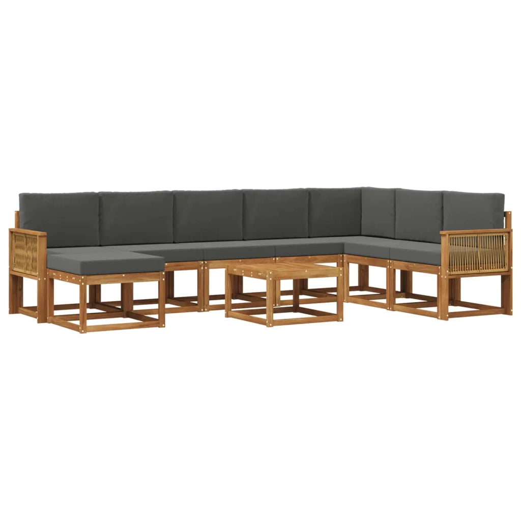 Set di divani da esterno 9 pz Naturale e Antracite 3385478
