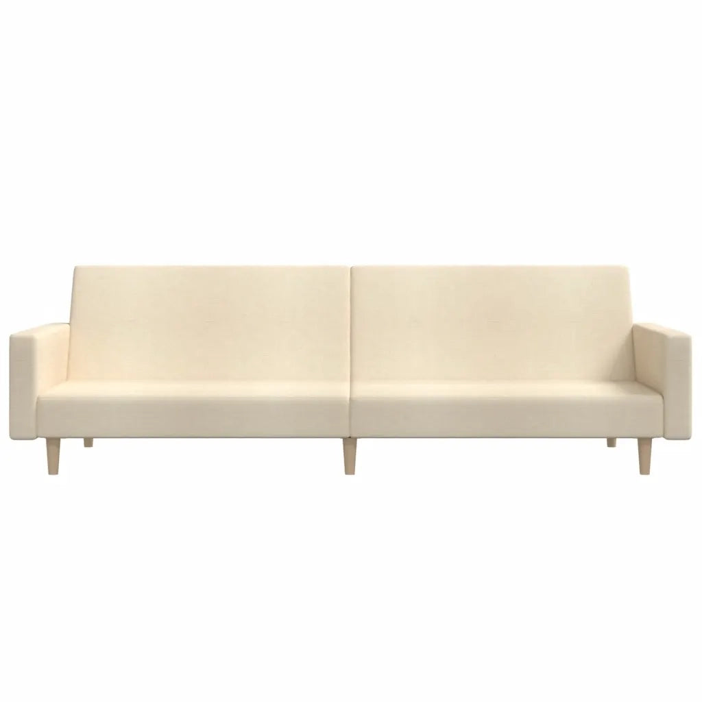 Divano Letto a 2 Posti Crema in Tessuto 375730