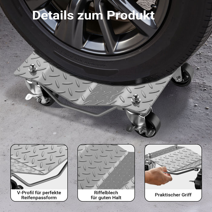 Carrello sottoruota sposta auto 2 pezzi Portata 680 kg l’uno Ausili di manovra Posizionatori