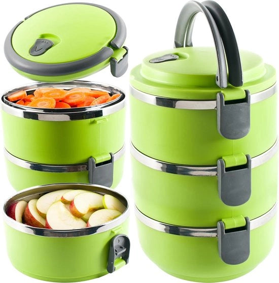 Lunchbox termica, contenitore trasportabile 
Contenitore alimentare in acciaio inossidabile 3 strati 
Contenitore alimentare isolato 
Lunchbox impermeabile e stivabile per adulti e bambini 
Verde