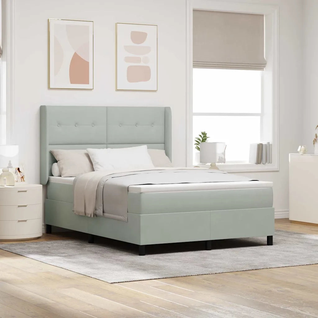 Letto a molle con materasso Grigio chiaro 160 x 200 cm Velluto