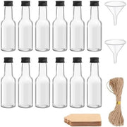 12 mini flessini riutilizzabili da 50 ml da riempire, bicchieri da shot con tappo, flaconi di plastica per cocktail con etichetta, ideali per feste e regali