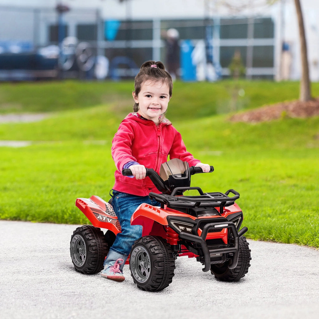 Quad Elettrico per Bambini con Batteria Ricaricabile 6V, Pulsante Acceleratore, Et¨¤ 18-36 Mesi, 70x42x45cm, Rosso
