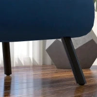 Poltrona Letto 3 in 1 con Schienale Reclinabile e Cuscino, in Tessuto Effetto Velluto, 63x73x81 cm, Blu