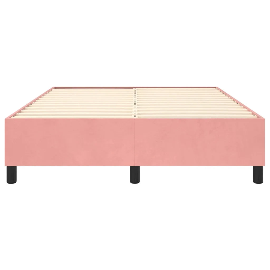 Struttura Letto a Rete a Molle-Giroletto Rosa 140x200 cm in Velluto 470016