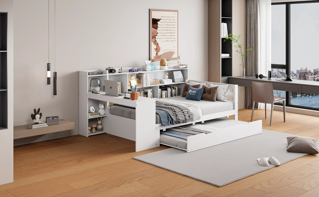 Letto divano multifunzione legno bianco 90x200 cm