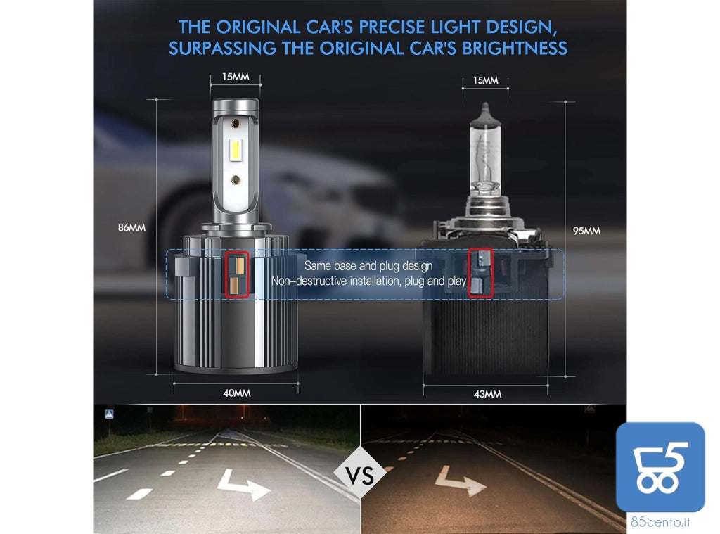 2  Lampadine Auto LED Luce Fari Abbaglianti Lampada frontale H7 14000 lm 70 W 6000 k Controllo Intelligente della Temperatura Per Volkswagen