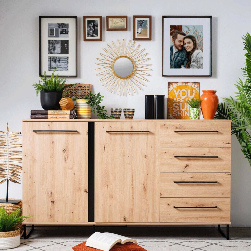 credenza con 2 ante e 4 cassetti cm 159x42x92 5 h - ZENWOOD