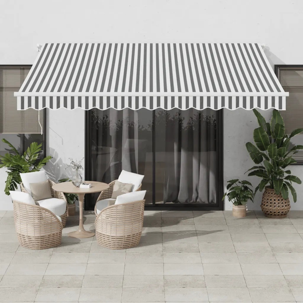 Tenda Retrattile Manuale con LED Antracite e Bianco 400x350 cm 3215793