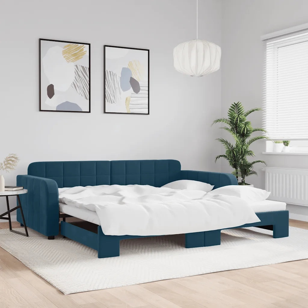Divano letto | Sof¨¤ letto | Letto singolo Estraibile Blu 100x200 cm in Velluto
