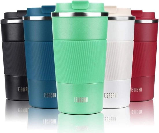 Tazza di caffè isolata con coperchio ermetico - isolamento a vuoto in acciaio inossidabile per acqua calda e fredda, caffè e tè - verde - 510ml