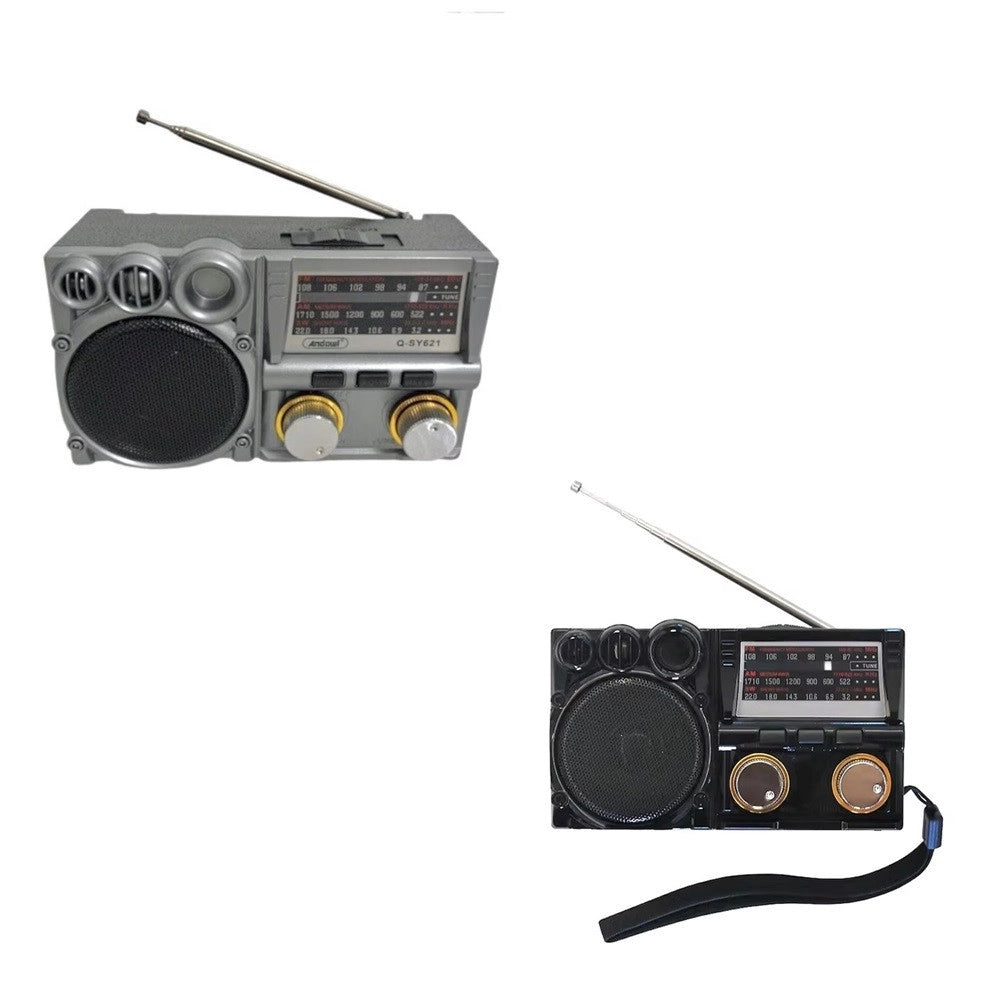 Trade Shop - Radio Portatile Multifunzione Retrò A Batteria Bande Fm Am Sw Analogica Q-sy621 -