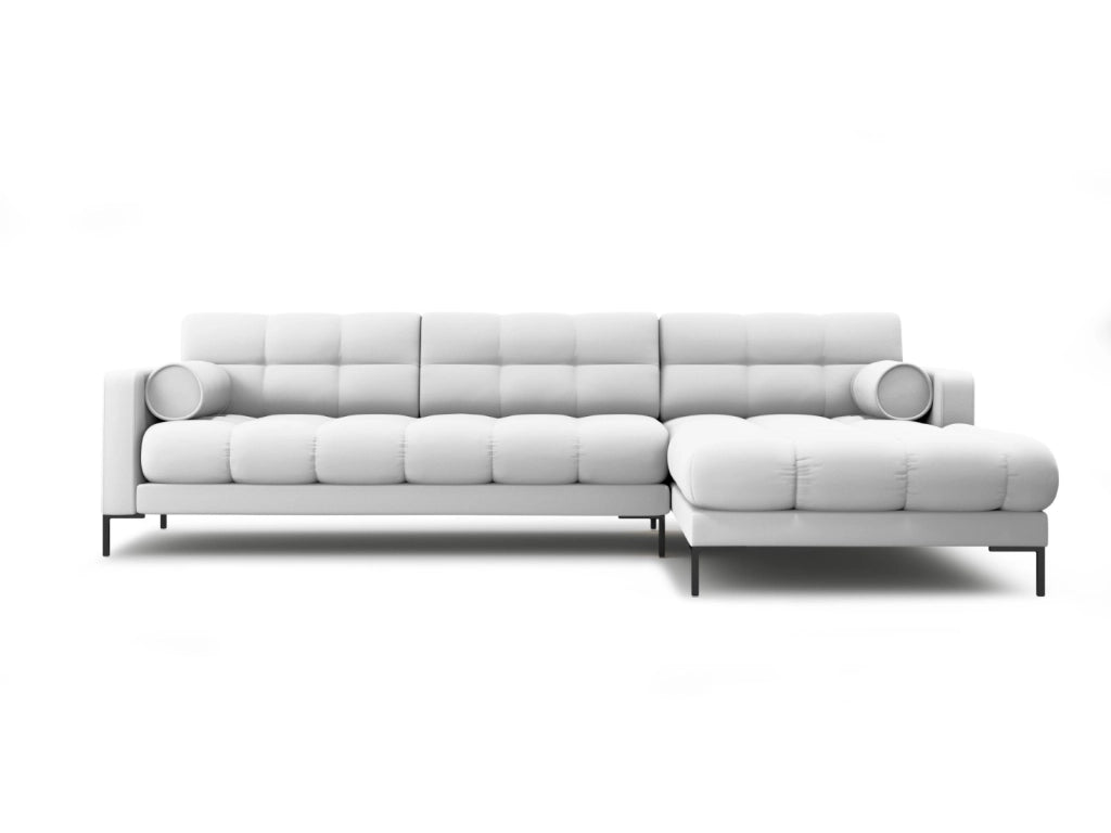 Cosmopolitan Design - Divano angolare destro "Bali" 5 posti in tessuto strutturato grigio chiaro 