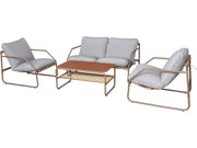 Set di mobili da giardino in metallo "Sora" con cuscini - 4 posti - Terracotta