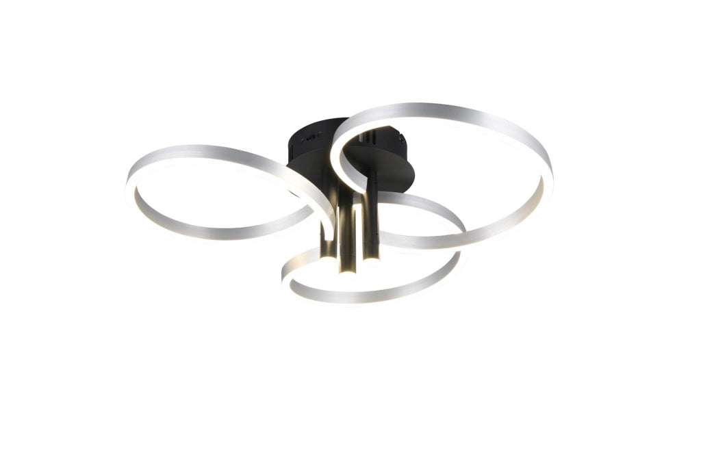 Plafoniera Trio Caruso grigio/nero 3 anelli LED 43W
