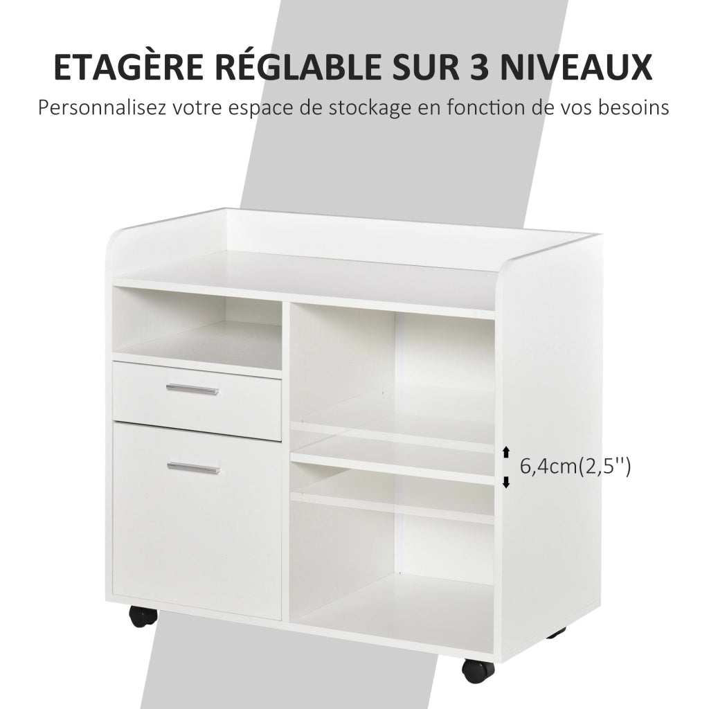Carrello porta stampante ¨C zephmum ¨C 80x40x72 cm in legno bianco