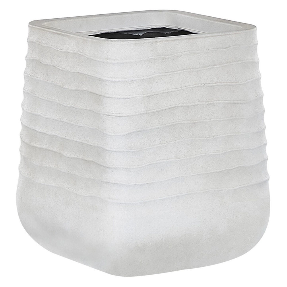 Vaso per piante grande in poliresina bianca sporca per esterni quadrato 38 x 37 cm resistente ai raggi UV