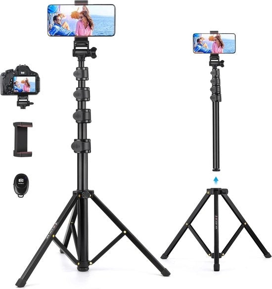 Stativa da 173 cm per smartphone con telecomando - asta selfie pieghevole per iPhone Samsung Huawei