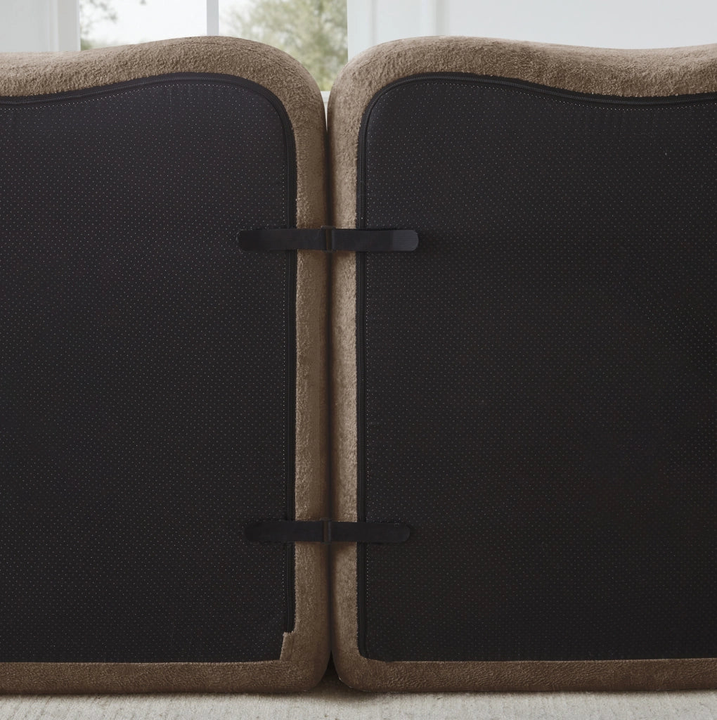 Divano angolare modulare 4 posti con pouf; 384x167x70 cm in velluto marrone