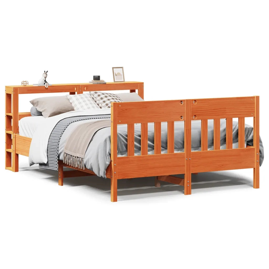 Letto senza Materasso Marrone Cera 135x190 cm in Legno di Pino 3306281