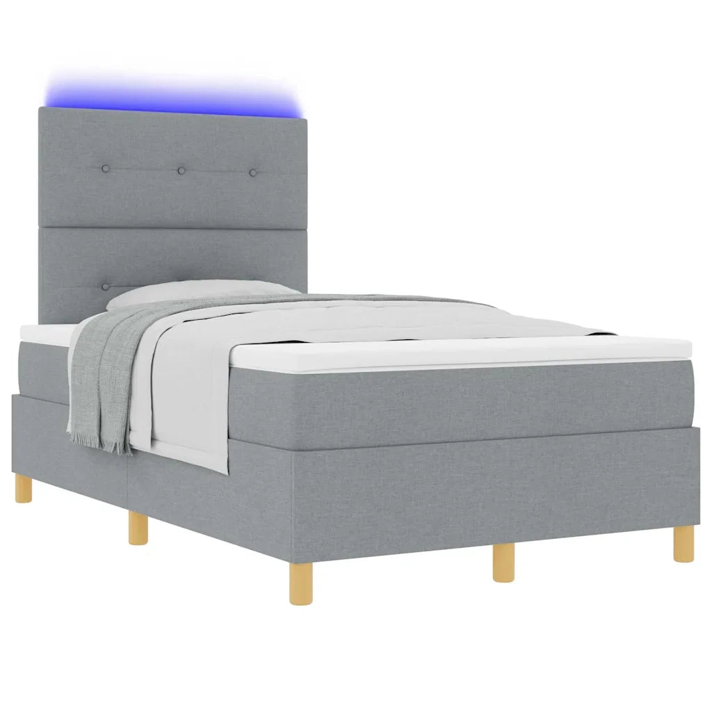 Letto a Sorgente LED Grigio chiaro 120 x 200 cm Tessuto 3343089