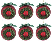 Palle di Natale in Vetro Rosso con Fiocco Verde Palline Addobbi per Albero Diametro: 80 mm