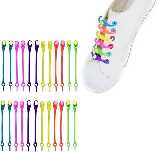 24 pezzi di cavi elastici senza strik, speciali cavi senza strik di gomma per bambini e adulti, cavi elastici per sneakers (colore casuale)