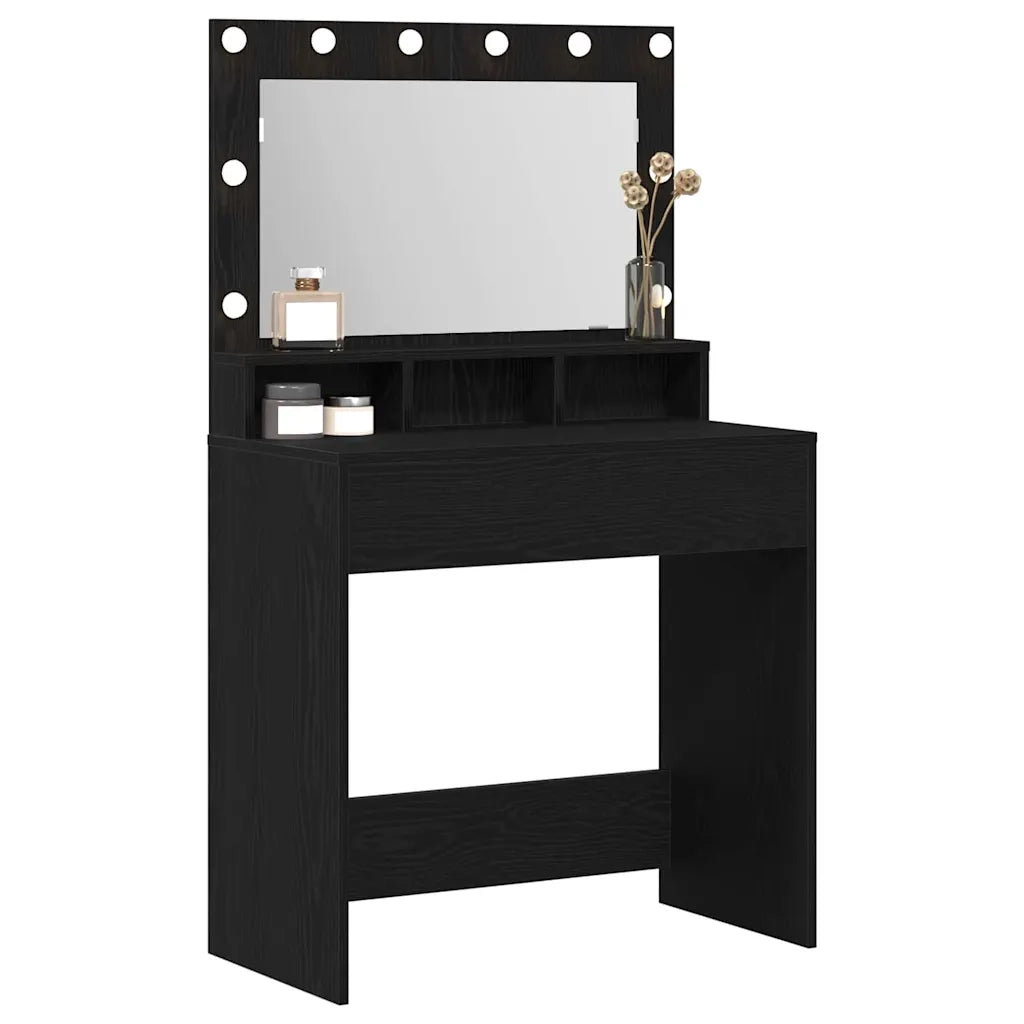 Tavolo da Trucco con lo scaffale Rovere Nero 75,5 x 41 x 135 cm 865110