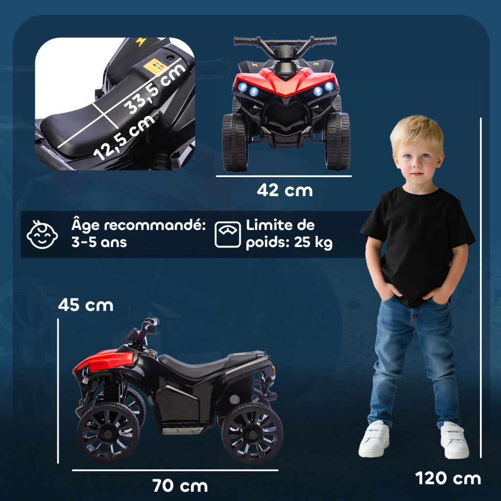 Quad elettrico bambini 6V ¨C zephmum ¨C rosso 70x42x45 cm