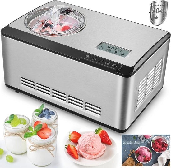 Macchina 2 in 1 per ghiaccio e yogurt con display LCD - 2 Litri, Compressore auto raffreddante, 180 W