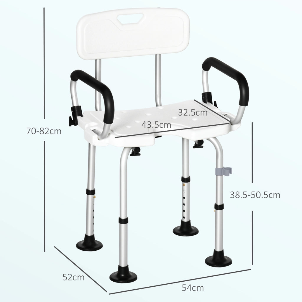 Sedia da Doccia Imbottita a U per Anziani e Disabili ¨C Xylo ¨C Bianco 54x52x70-82cm