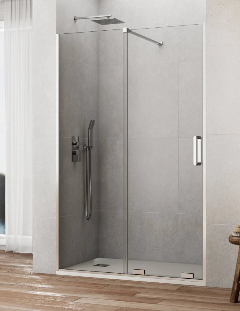 Porta doccia scorrevole 1+1 CIRENE (KENNA) 125 cm Profilo Cromo Barra Perpendicolare