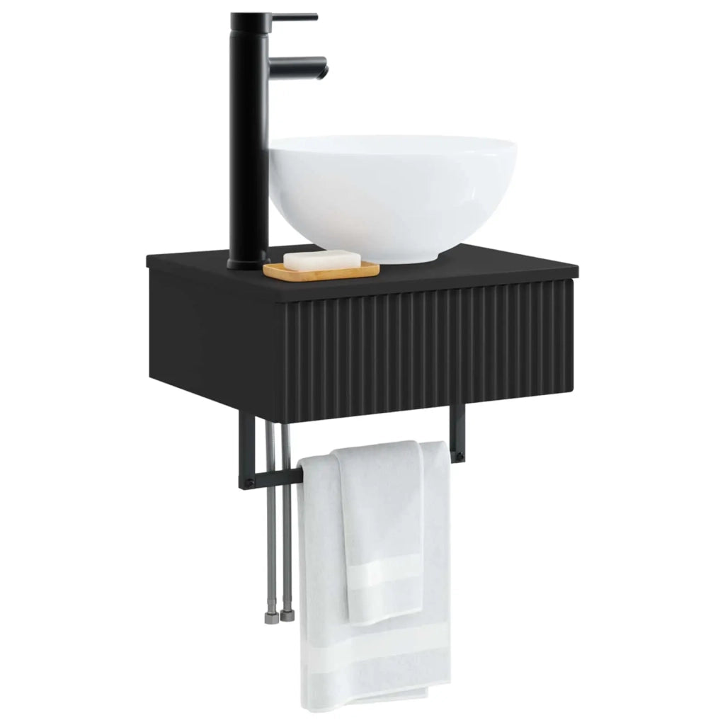 Lavabo da Parete Nero 40 x 35 x 39 cm Legno ingegnerizzato 890169