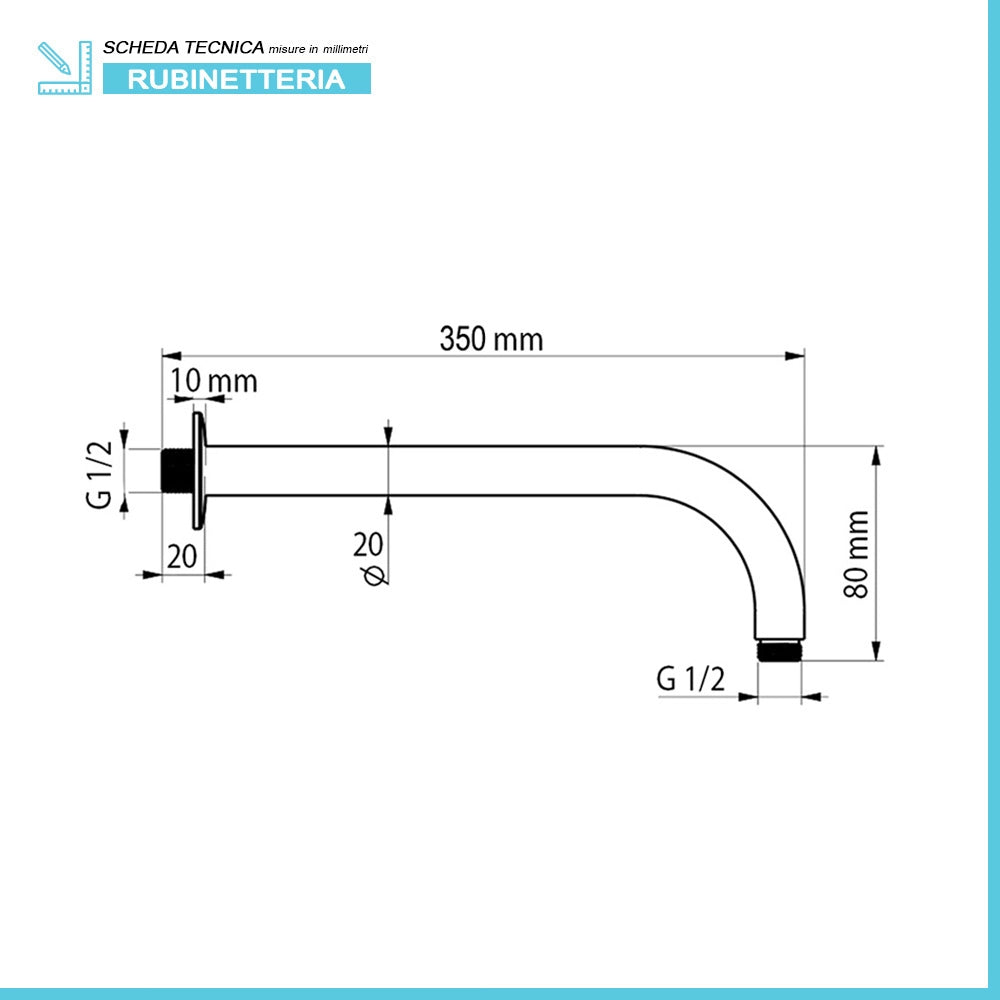 Set doccia tondo cromo 2 vie braccio 35 cm soffione 25 cm e kit doccino inclusi linea Erika