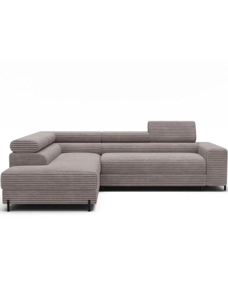 Divano ad angolo COLESIA convertibile 5 posti grigio velluto a coste – sinistra – 274x200cm