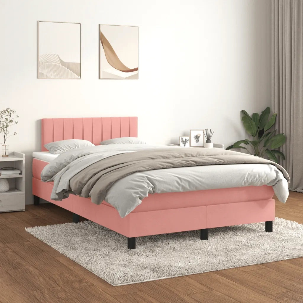Giroletto a Molle con Materasso Rosa 120x190 cm in Velluto