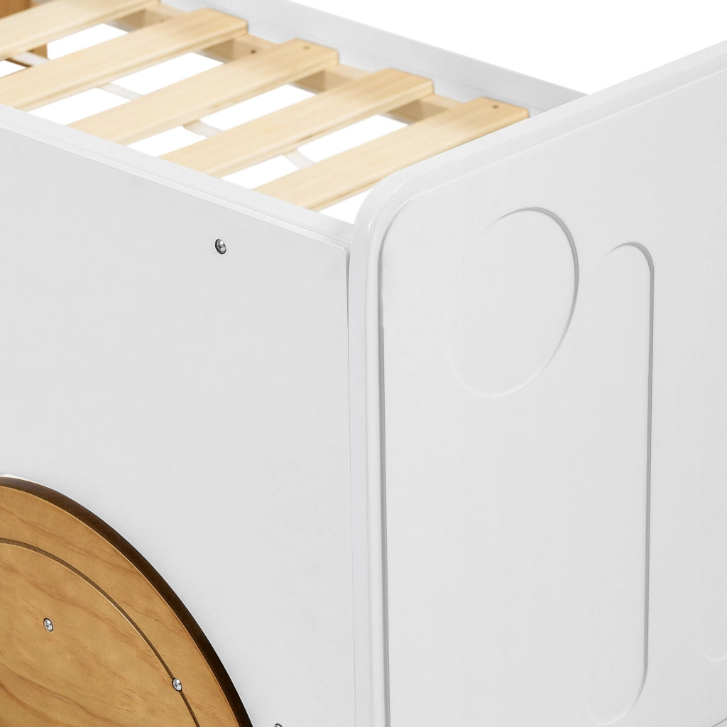 Letto per Bambini 90x200 cm - Forma Auto con Sponde - in Legno Massello - Bianco