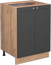 Mobiletto base cucina Fame-Line, Antracite-oro, 60 cm senza piano di lavoro, per la combinazione con altri moduli della serie Fame-Line