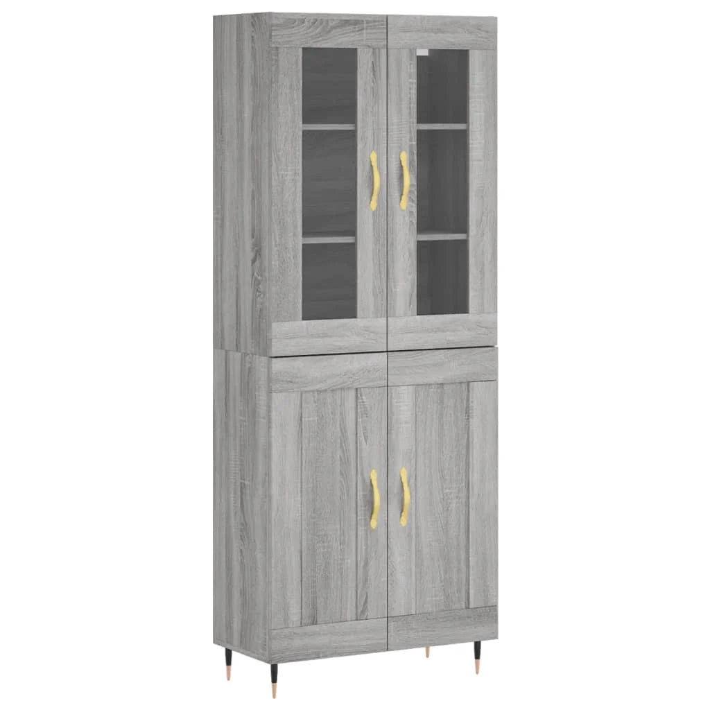 Buffet credenza cassettiera armadio mobile contenitore organizer cucina soggiorno salotto rovere Sonoma alto 69,5 x 34 x 180 cm legno ingegnerizzato grigio 02_0035495