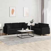 Set Divani 2 pz con Cuscini Nero in Tessutocod mxl 107207