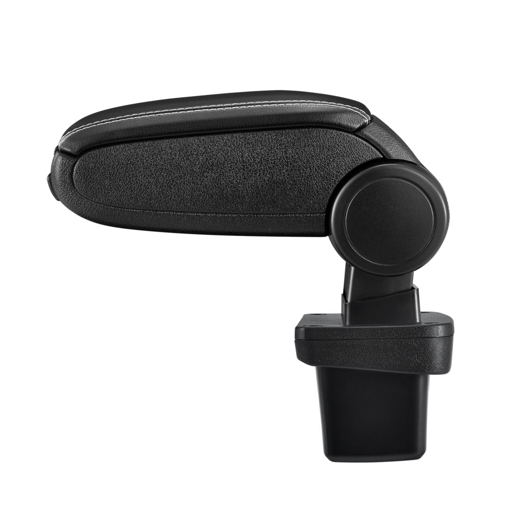 [pro.tec] Bracciolo auto - appoggia braccio con mensola - imbottito - similpelle - nero con cuciture biance