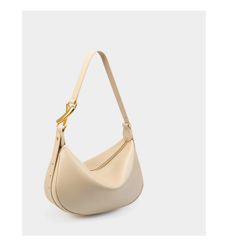 Borsa a tracolla da donna in vera pelle, colore bianco.